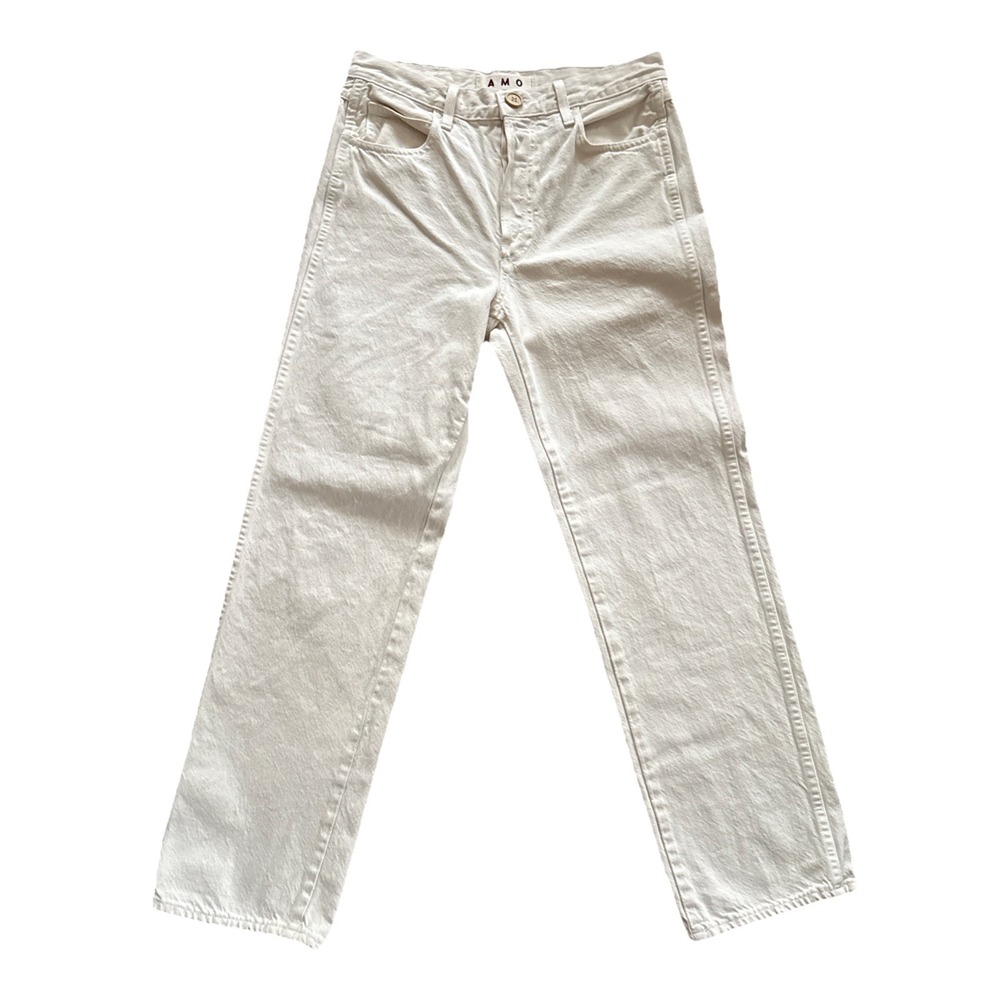 AMO Layla Jeans Women 28 White High Rise Straight Leg 28 Inseam
